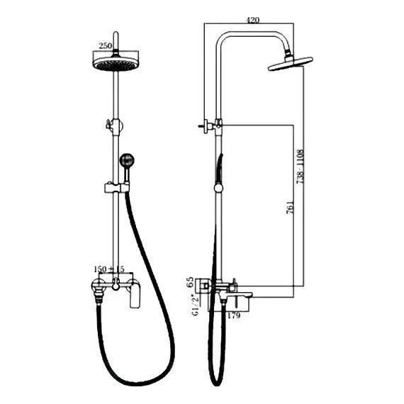 Душевой комплект Haiba: Душевая стойка HB24505-3 + смеситель для раковины HB10505-3, цвет графит - фото, картинка 5 Душевой комплект Haiba: Душевая стойка HB24505-3 + смеситель для раковины HB10505-3, цвет графит - фото 5