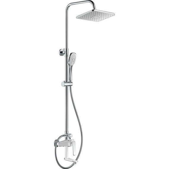 Душевой комплект Haiba: Душевая стойка HB24548-8 + смеситель для раковины HB10548-8, цвет белый/хром - фото 2