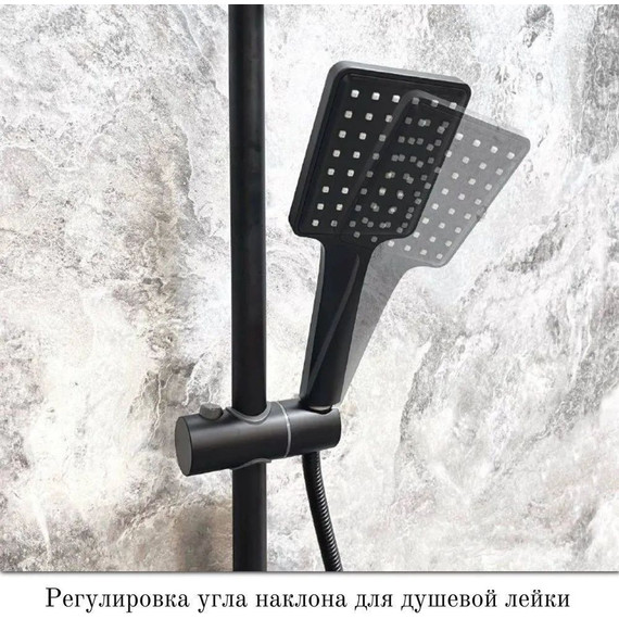 Душевой комплект Haiba: Душевая стойка HB24639-7 + смеситель для раковины HB10639-7, цвет чёрный матовый - фото, картинка 11 Душевой комплект Haiba: Душевая стойка HB24639-7 + смеситель для раковины HB10639-7, цвет чёрный матовый - фото 11
