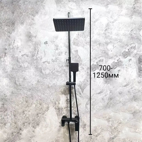 Душевой комплект Haiba: Душевая стойка HB24639-7 + смеситель для раковины HB10639-7, цвет чёрный матовый - фото, картинка 2 Душевой комплект Haiba: Душевая стойка HB24639-7 + смеситель для раковины HB10639-7, цвет чёрный матовый - фото 2