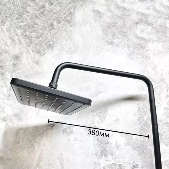 Душевой комплект Haiba: Душевая стойка HB24639-7 + смеситель для раковины HB10639-7, цвет чёрный матовый - фото, картинка 5 Душевой комплект Haiba: Душевая стойка HB24639-7 + смеситель для раковины HB10639-7, цвет чёрный матовый - фото 5