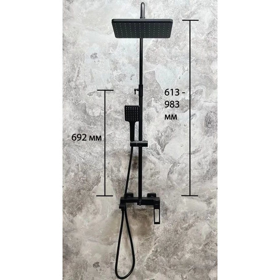 Душевой комплект Haiba: Душевая стойка HB24817-7 + смеситель для раковины HB10817-7, цвет чёрный матовый - фото, картинка 3 Душевой комплект Haiba: Душевая стойка HB24817-7 + смеситель для раковины HB10817-7, цвет чёрный матовый - фото 3
