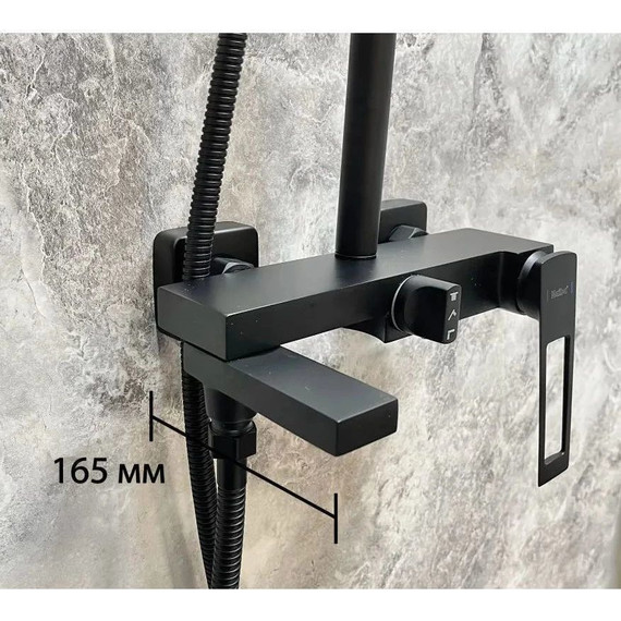 Душевой комплект Haiba: Душевая стойка HB24817-7 + смеситель для раковины HB10817-7, цвет чёрный матовый - фото, картинка 5 Душевой комплект Haiba: Душевая стойка HB24817-7 + смеситель для раковины HB10817-7, цвет чёрный матовый - фото 5