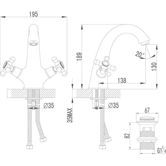 Набор смесителей Lemark: Смеситель для ванны Vintage LM2841B + смеситель для раковины Vintage LM2806B, бронза - фото 7