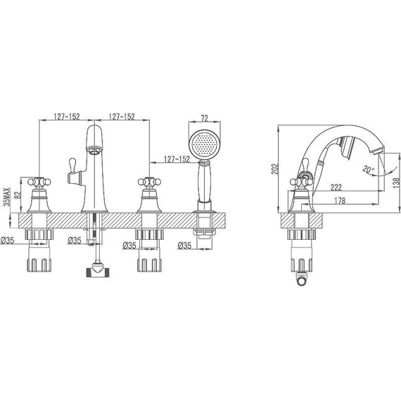 Набор смесителей Lemark: Смеситель для ванны Vintage LM2841B + смеситель для раковины Vintage LM2806B, бронза - фото 8