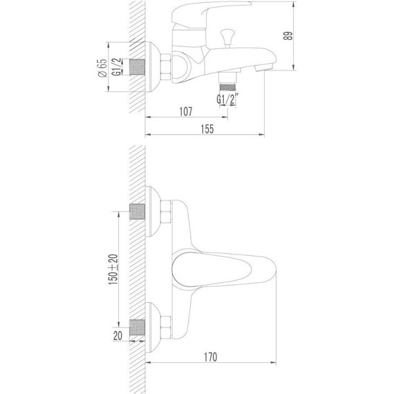 Набор смесителей Lemark: Смеситель для ванны Pramen LM3302C + cмеситель для раковины Pramen LM3306C - фото 4