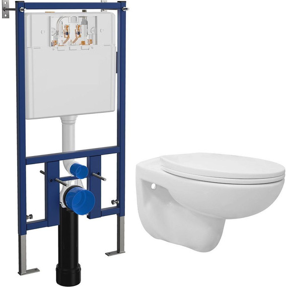 Инсталляция с подвесным унитазом комплект: Loranto 4501 с подвесным безободковым унитазом Fredo CS-WH8005 сиденье микролифт, кнопка смыва белая глянцевая + набор для гигиенического душа Haiba HB5511 - фото 2