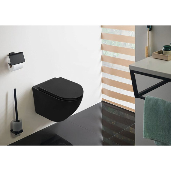 Унитаз подвесной безободковый Azario Grado AZ-0046-UQ1-MB с тонкой крышкой микролифт, чёрный матовый (Система смыва торнадо), Цвет производителя: чёрный матовый - фото 13