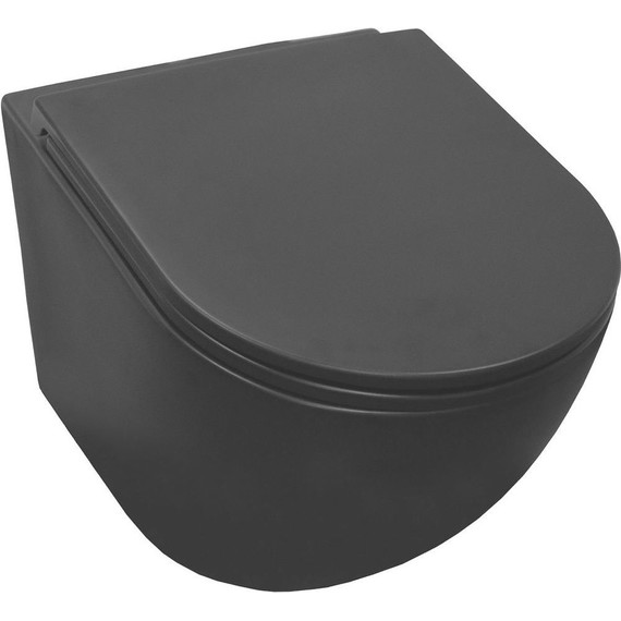 Унитаз подвесной безободковый Azario Grado AZ-0046-UQ1-MB с тонкой крышкой микролифт, чёрный матовый (Система смыва торнадо), Цвет производителя: чёрный матовый - фото 2