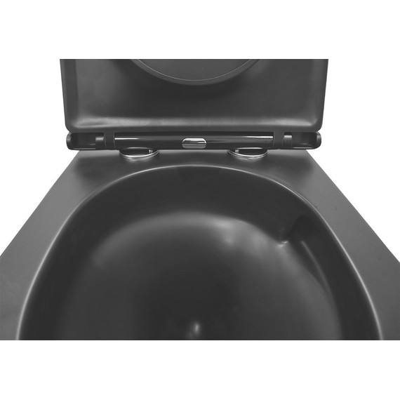 Унитаз подвесной безободковый Azario Grado AZ-0046-UQ1-MB с тонкой крышкой микролифт, чёрный матовый (Система смыва торнадо), Цвет производителя: чёрный матовый - фото 7