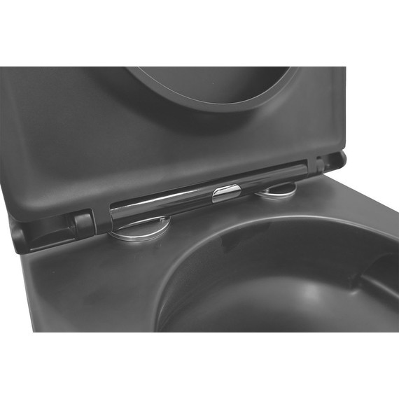 Унитаз подвесной безободковый Azario Grado AZ-0046-UQ1-MB с тонкой крышкой микролифт, чёрный матовый (Система смыва торнадо), Цвет производителя: чёрный матовый - фото 8