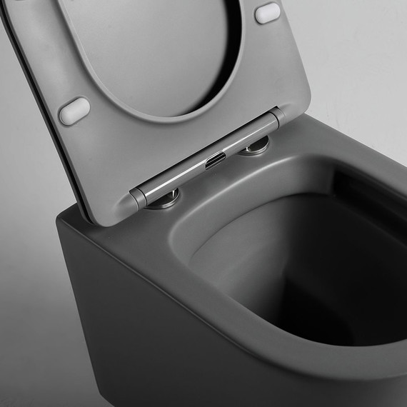 Унитаз подвесной безободковый Vincea Piatti VT1-11SMA с тонкой крышкой микролифт, антрацит матовый - фото 2