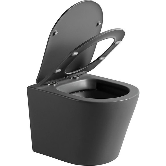 Унитаз подвесной безободковый Vincea Piatti VT1-11SMA с тонкой крышкой микролифт, антрацит матовый - фото 5