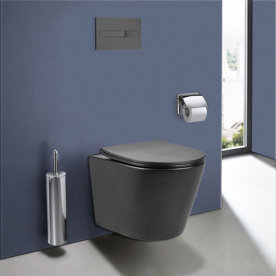 Унитаз подвесной безободковый Vincea Piatti VT1-11SMA с тонкой крышкой микролифт, антрацит матовый - фото 9