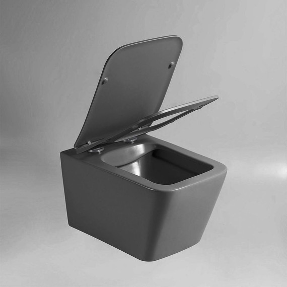 Унитаз подвесной безободковый Vincea Q-Line VT1-12MA с тонкой крышкой микролифт, антрацит матовый - фото 2