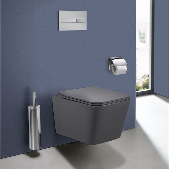 Унитаз подвесной безободковый Vincea Q-Line VT1-12MA с тонкой крышкой микролифт, антрацит матовый - фото 8