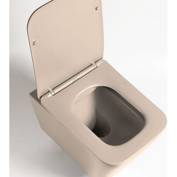 Унитаз подвесной безободковый Vincea Q-Line VT1-12MC с тонкой крышкой микролифт, капучино матовый, Цвет производителя: бежевый - фото 3