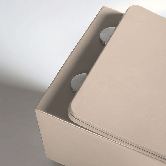 Унитаз подвесной безободковый Vincea Q-Line VT1-12MC с тонкой крышкой микролифт, капучино матовый, Цвет производителя: бежевый - фото 6