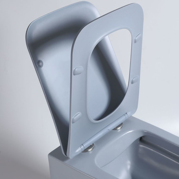 Унитаз подвесной безободковый Vincea Q-Line VT1-12MO с тонкой крышкой микролифт, океан матовый, Цвет производителя: синий - фото 5