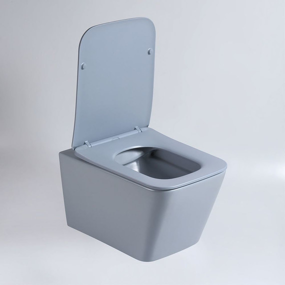 Унитаз подвесной безободковый Vincea Q-Line VT1-12MO с тонкой крышкой микролифт, океан матовый, Цвет производителя: синий - фото 7