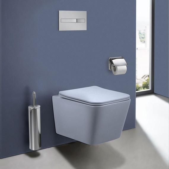 Унитаз подвесной безободковый Vincea Q-Line VT1-12MO с тонкой крышкой микролифт, океан матовый, Цвет производителя: синий - фото 8