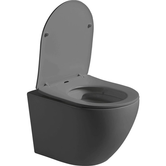 Унитаз подвесной безободковый Vincea Globo VT1-14SMA с тонкой крышкой микролифт, антрацит матовый - фото 3