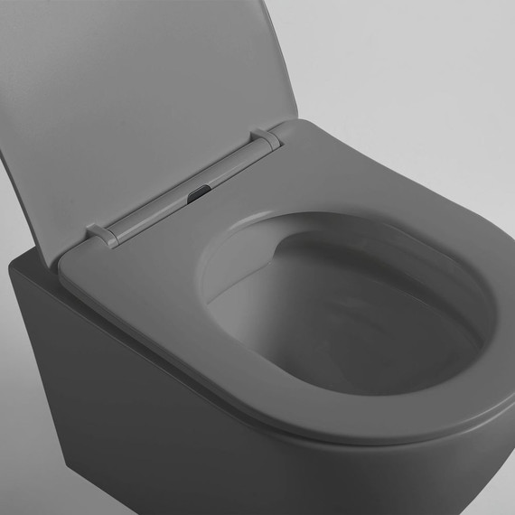 Унитаз подвесной безободковый Vincea Globo VT1-14SMA с тонкой крышкой микролифт, антрацит матовый - фото 4