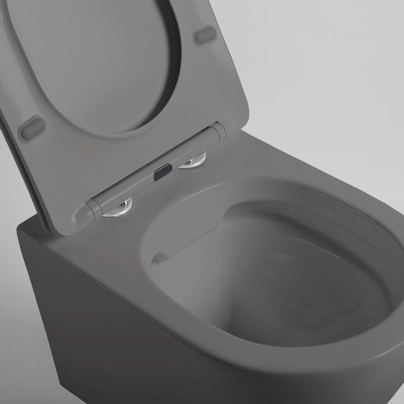 Унитаз подвесной безободковый Vincea Globo VT1-14SMA с тонкой крышкой микролифт, антрацит матовый - фото 5