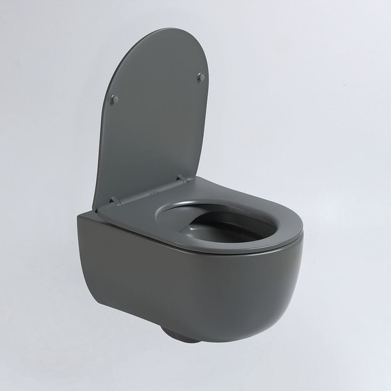 Унитаз подвесной безободковый Vincea Evo VT1-34SMA с тонкой крышкой микролифт, антрацит матовый - фото 2