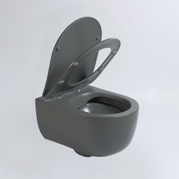 Унитаз подвесной безободковый Vincea Evo VT1-34SMA с тонкой крышкой микролифт, антрацит матовый - фото 3