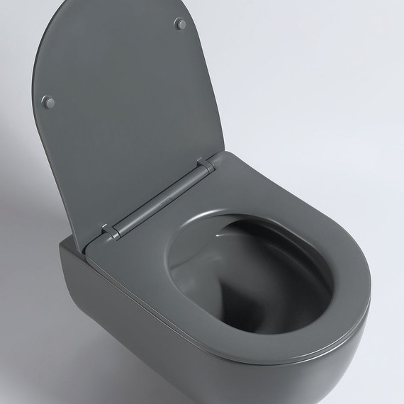 Унитаз подвесной безободковый Vincea Evo VT1-34SMA с тонкой крышкой микролифт, антрацит матовый - фото 4