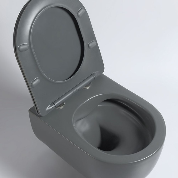 Унитаз подвесной безободковый Vincea Evo VT1-34SMA с тонкой крышкой микролифт, антрацит матовый - фото 6