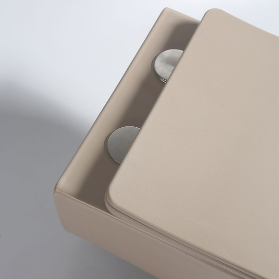 Унитаз подвесной безободковый Vincea Evo VT1-34SMC с тонкой крышкой микролифт, капучино матовый, Цвет производителя: бежевый - фото 2