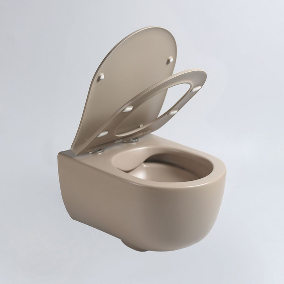 Унитаз подвесной безободковый Vincea Evo VT1-34SMC с тонкой крышкой микролифт, капучино матовый, Цвет производителя: бежевый - фото 4