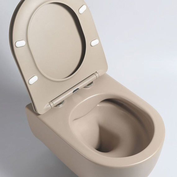 Унитаз подвесной безободковый Vincea Evo VT1-34SMC с тонкой крышкой микролифт, капучино матовый, Цвет производителя: бежевый - фото 7