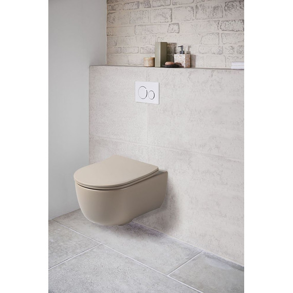 Унитаз подвесной безободковый Vincea Evo VT1-34SMC с тонкой крышкой микролифт, капучино матовый, Цвет производителя: бежевый - фото 8