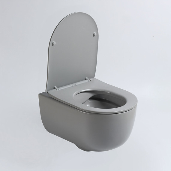 Унитаз подвесной безободковый Vincea Evo VT1-34SMG с тонкой крышкой микролифт, серый матовый, Цвет производителя: серый - фото 3