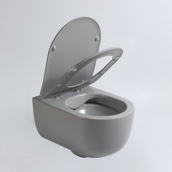 Унитаз подвесной безободковый Vincea Evo VT1-34SMG с тонкой крышкой микролифт, серый матовый, Цвет производителя: серый - фото 4