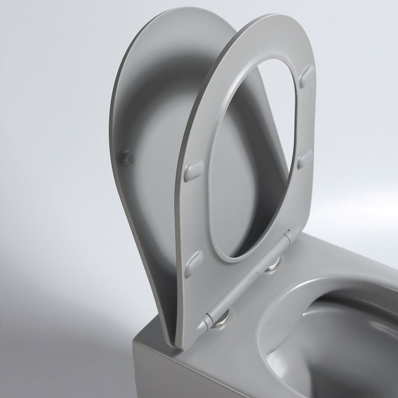 Унитаз подвесной безободковый Vincea Evo VT1-34SMG с тонкой крышкой микролифт, серый матовый, Цвет производителя: серый - фото 6