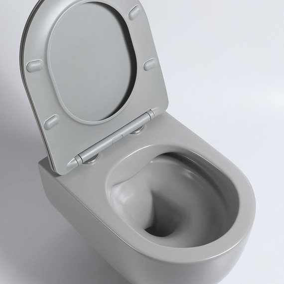 Унитаз подвесной безободковый Vincea Evo VT1-34SMG с тонкой крышкой микролифт, серый матовый, Цвет производителя: серый - фото 7