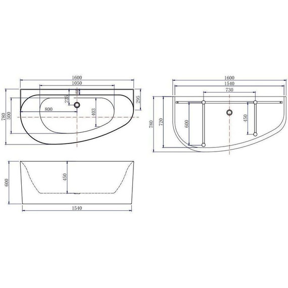 Ванна пристенная Allen Brau Priority 160х78 см 2.31005.21A, Размер - мм: 1600х800 - фото 2