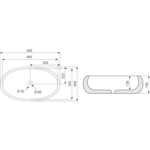 Раковина-чаша Abber Bequem 60 см AC2102MW, белый матовый - фото 4