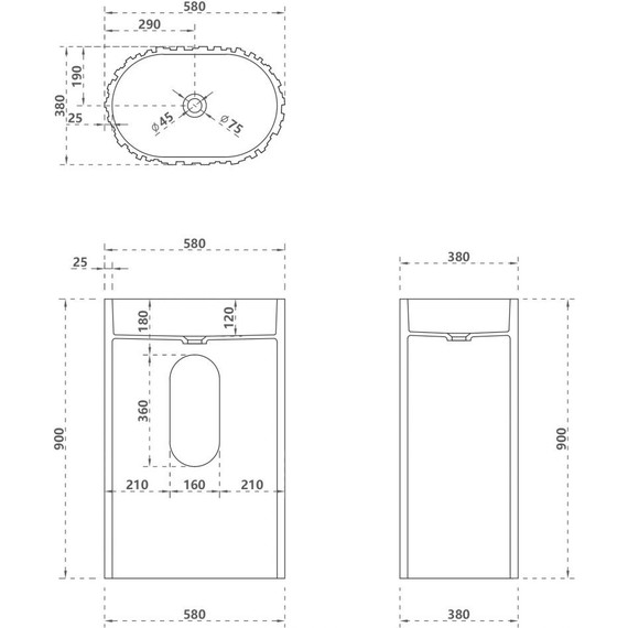 Раковина напольная Abber Stein 58 см AS2551-H, белый матовый - фото 5