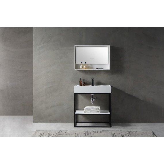 Раковина с консолью Abber Stein 80 см AS2630, белый матовый - фото 2