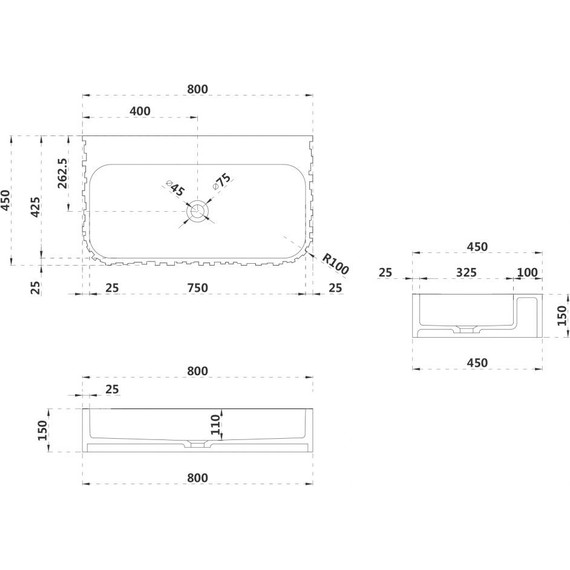 Раковина подвесная Abber Stein 80 см AS2652-0.8, белый матовый - фото 5