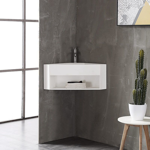 Тумба подвесная с раковиной Abber Stein 50 см AS2653, белый матовый - фото 2