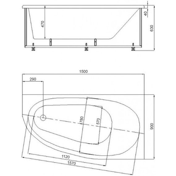 Ванна акриловая Azario Kapris 150x90 см R AV.0001150 - фото 5