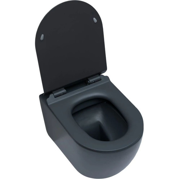 Унитаз подвесной безободковый Aquanet Rimless Cetus-GW BL-102N-WHT 287009 с тонкой крышкой микролифт, серый матовый, Цвет производителя: серый - фото 6