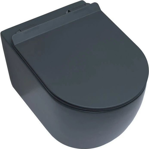 Унитаз подвесной безободковый Aquanet Rimless Cetus-GW BL-102N-WHT 287009 с тонкой крышкой микролифт, серый матовый, Цвет производителя: серый - фото 7