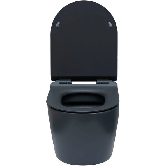 Унитаз подвесной безободковый Aquanet Rimless Cetus-GW BL-102N-WHT 287009 с тонкой крышкой микролифт, серый матовый, Цвет производителя: серый - фото 8